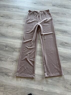 Harmony Balance Wide Leg Knit Pants in Mauve Taupe size large